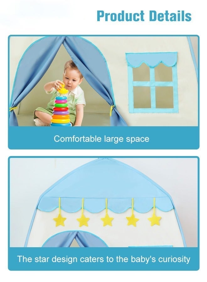 Sandinrayli Kids Play Tents for Girls Large Fairy Playhouse for Kids Princess Castle Tent Gift Toys for Girl Toddler Children Play House (Blue) - Image 5